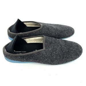 Mahabis Classic Wool Slippers Size 44 Mens 10.5 Gray Slip On Round Toe Sherpa